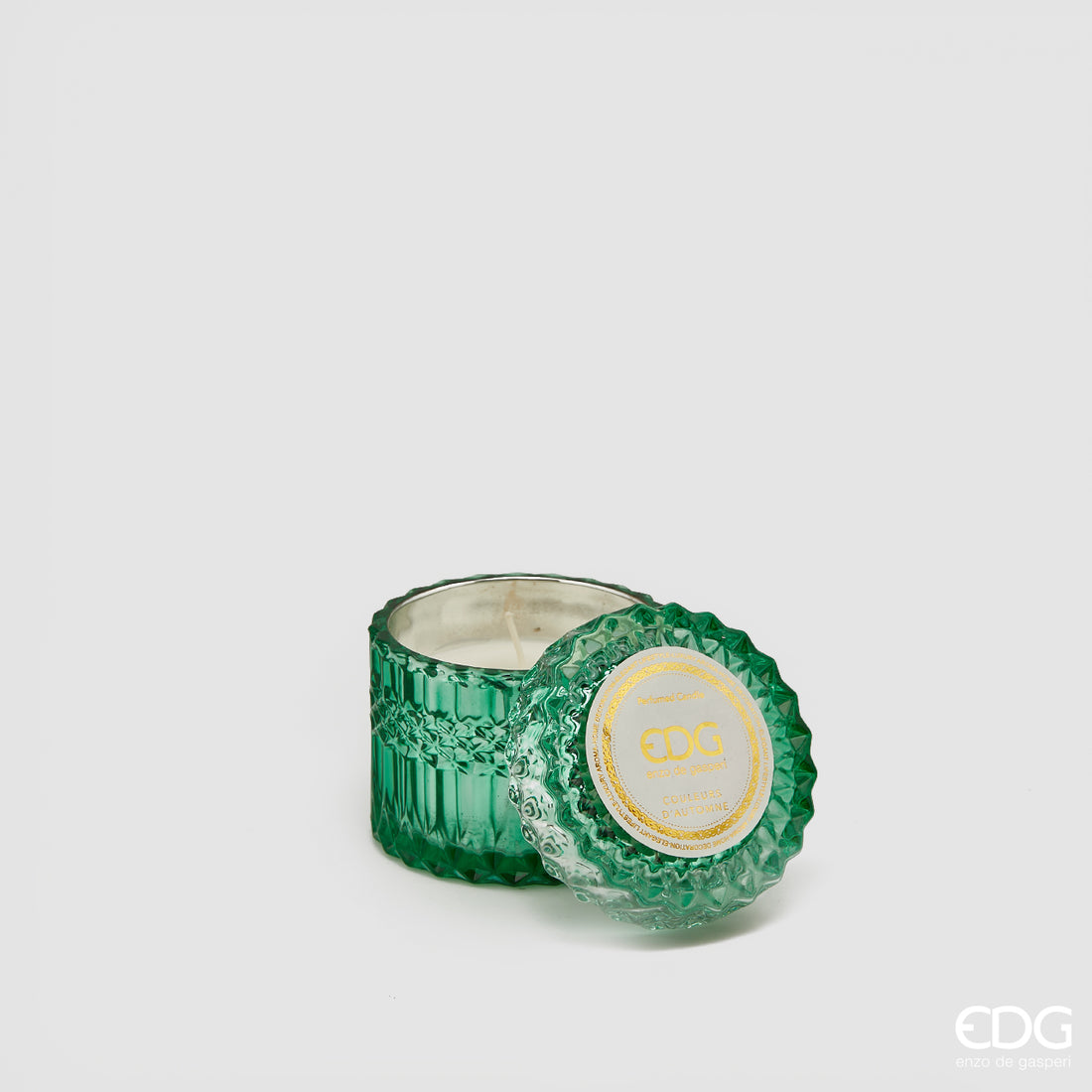 EDG Enzo De Gasperi Kerze Crystal mit Vase + Geschenkbox H 8,5 cm D 9 cm 160gr Grün