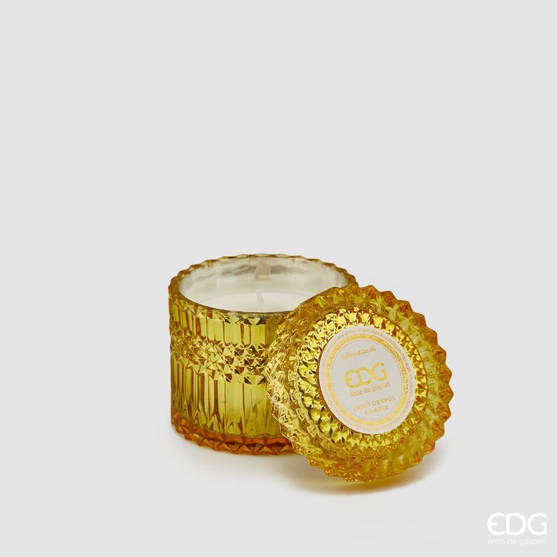 EDG Enzo De Gasperi Candela Crystal con Vaso + Scatola Regalo H 10,5 cm D 10,5 cm Light Yellow Giallo