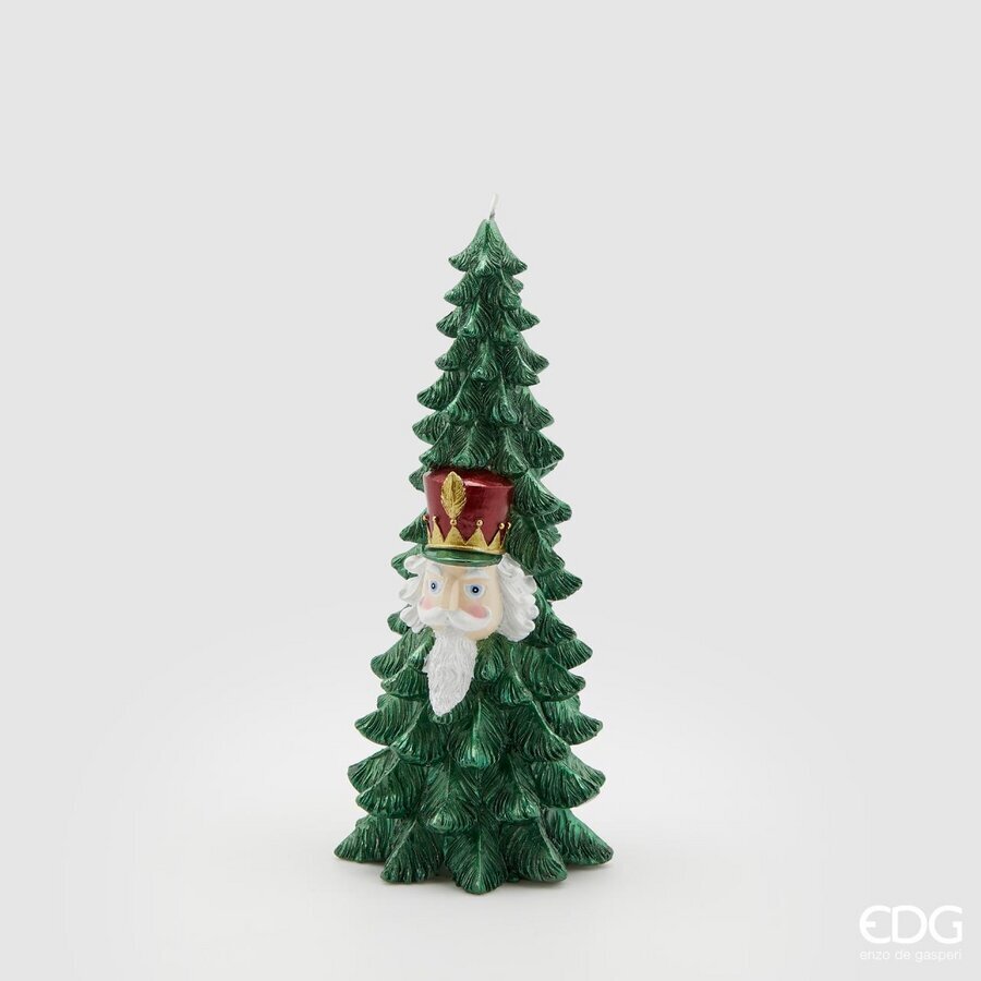 EDG Enzo De Gasperi Weihnachtskerze Kiefer mit Soldat H 26 Cm D 11 Cm Grün