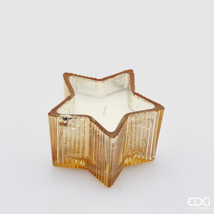 EDG Enzo De Gasperi Weihnachtskerze Stern H 6,5 Cm D 10,5 Cm Amber Geschenkschachtel