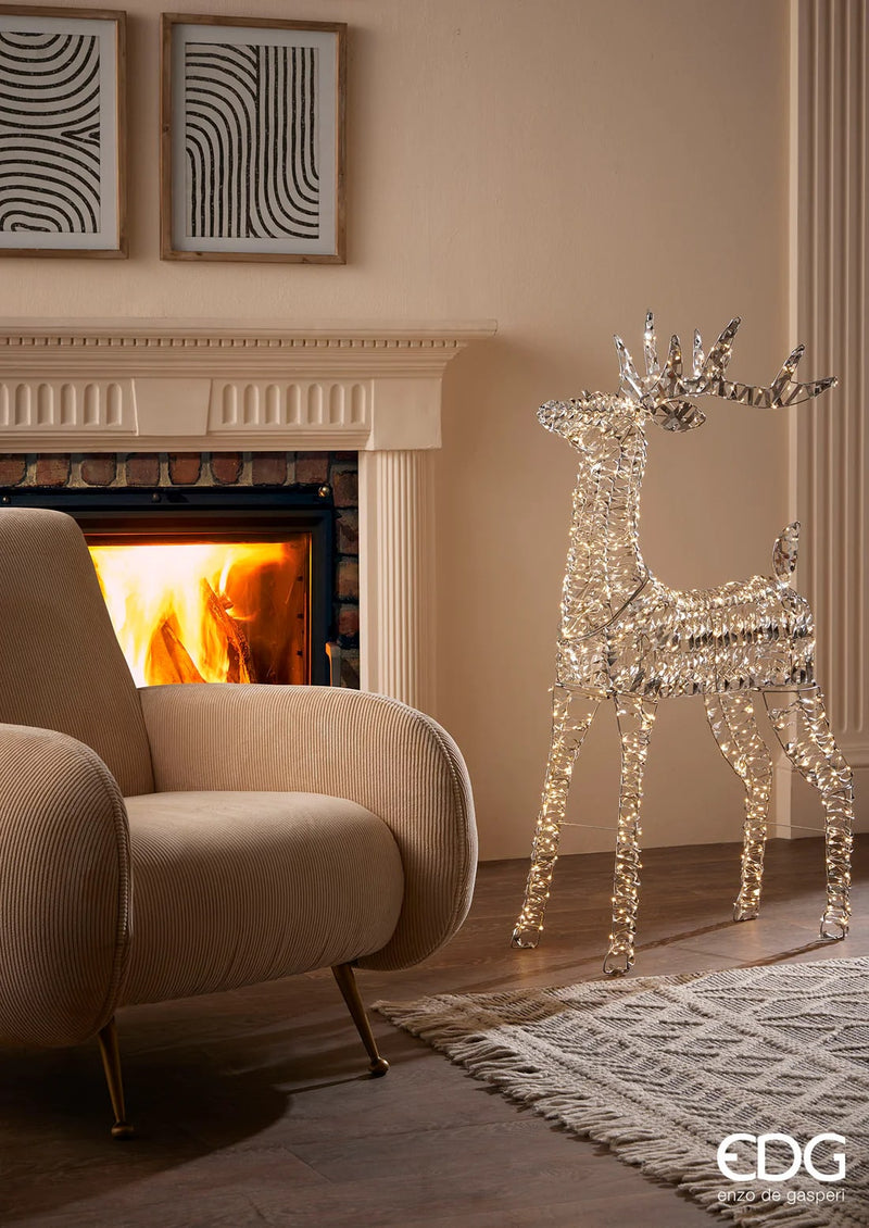 EDG Enzo De Gasperi Decoro Natale Renna Stripes 720 MicroLed H 115 Cm L 64 Cm L 22 Cm Gold