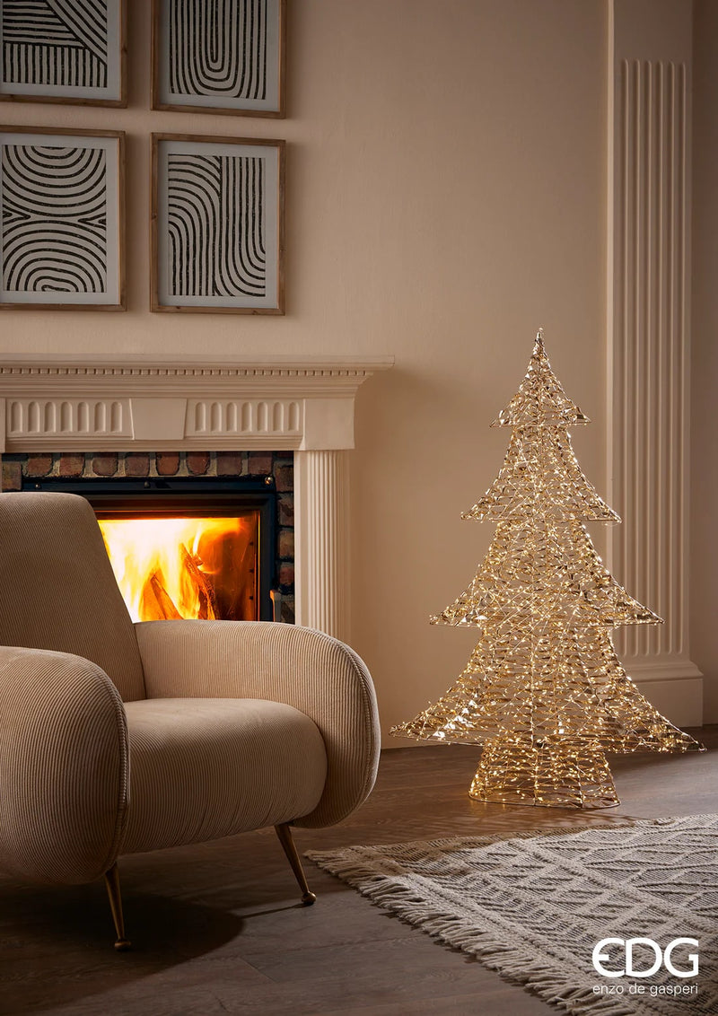 EDG Enzo De Gasperi Albero di Natale Led Stripes 1.800 MicroLed H 122 Cm L 82 Cm L 20 Cm Oro