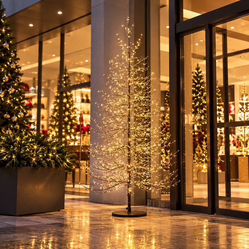 EDG Enzo De Gasperi Albero di Natale Faggio Blach Rich 1440 MicroLED H150 Ø105 cm IP44 – Albero Luminoso da Estern