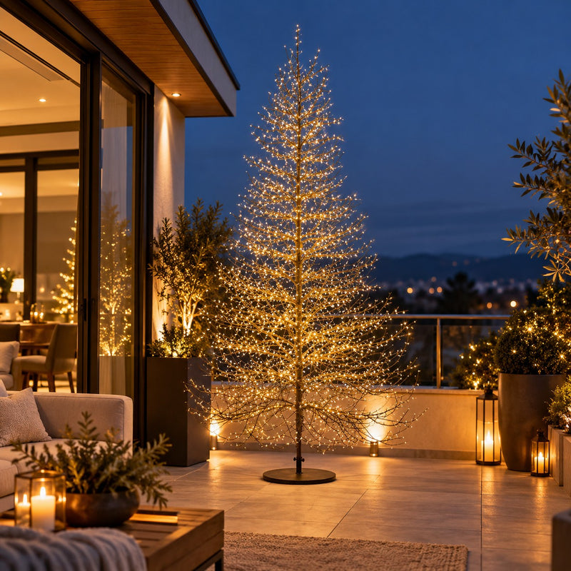 EDG Enzo De Gasperi Albero di Natale Faggio Rich Black 4060 MicroLED H240 Ø150 cm IP44 – Albero Luminoso da Esterno