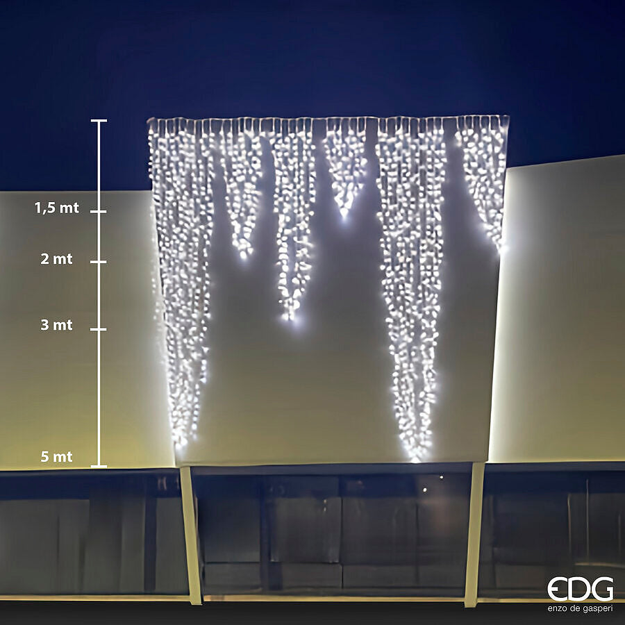 edg enzo de gasperi edg enzo de gasperi cascata led prolungabile 90 maxi led h 150 cm l 50 cm ip 67 white ean 8059824584243