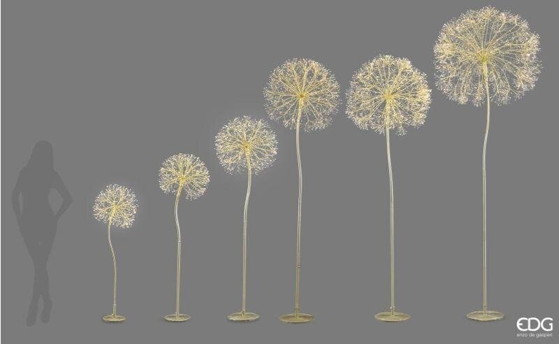 EDG Enzo De Gasperi Decoro Tarassaco Rich Luminoso Gold H280 Ø100 cm con MicroLED IP44 – Decorazione Natalizia
