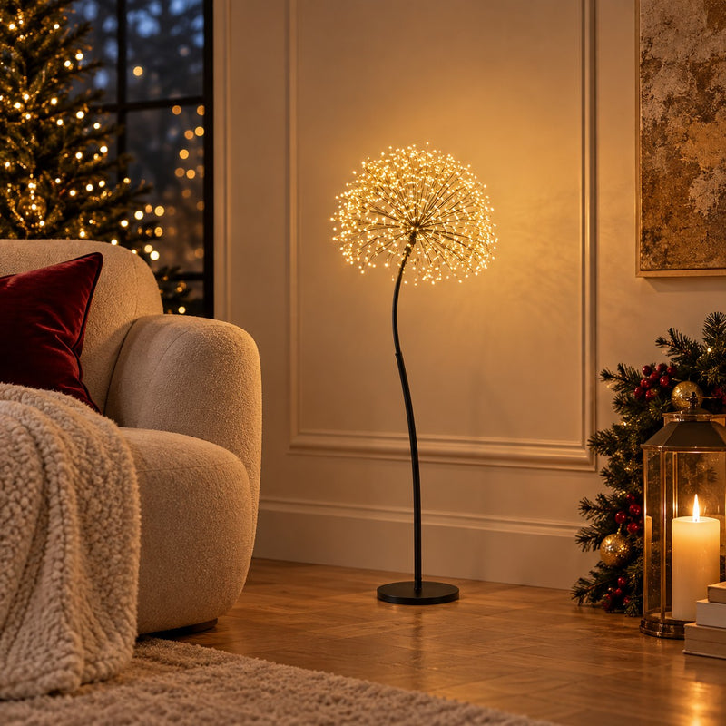 EDG Enzo De Gasperi Decoro Tarassaco Rich Nero 240 MicroLED H90 Ø20 cm IP44 – Leuchtende Weihnachtsdekoration