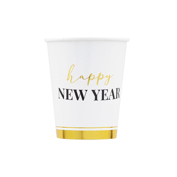Givi Weihnachtsgläser Happy New Year Clock Weiß 250 ml 8er Set