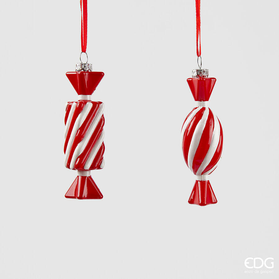 EDG Enzo De Gasperi Weihnachtsschmuck Candy H 10,5 Cm L 3 Cm L 3 Cm Weiß Rot 1 Stk