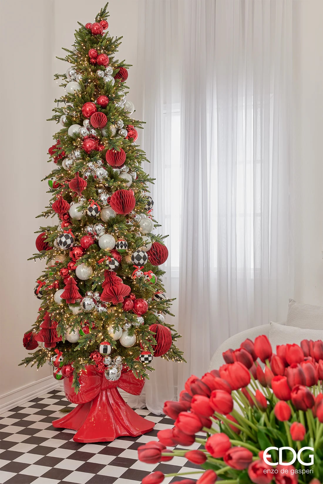 EDG Enzo De Gasperi Baumständer Weihnachtsbaum Fichte Schleife H 57 cm B 50 cm T 50 cm Rot