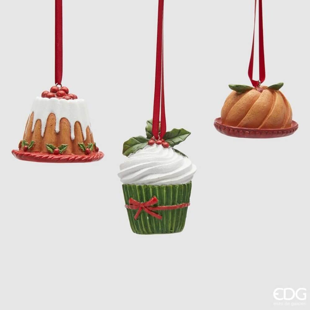 EDG Enzo De Gasperi Addobbo Natalizio Dolcetti H7 cm Verde Rosso 3 Assortiti 1 Pezzo – Decorazione per Albero di Natale