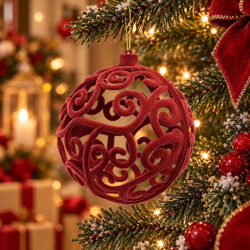 EDG Enzo De Gasperi Pallina di Natale Antique Pink in Velluto Ø15 cm – Decorazione Natalizia