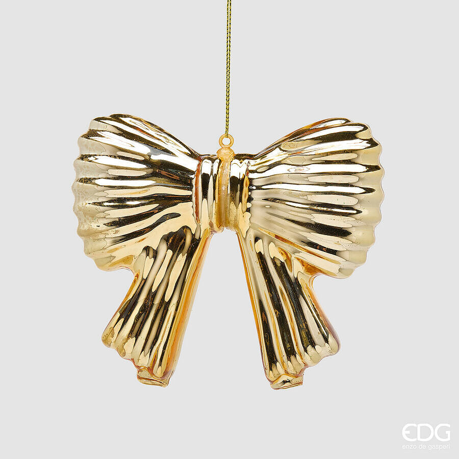 EDG Enzo De Gasperi Weihnachtsschleife zum Aufhängen H11x13 cm Gold – Baumschmuck für den Weihnachtsbaum