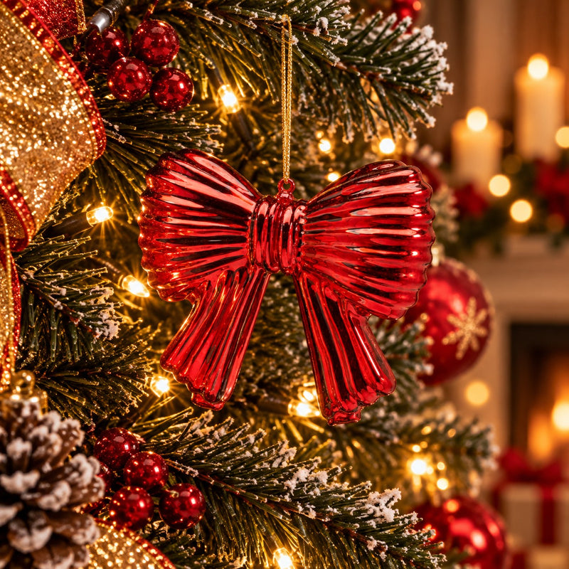EDG Enzo De Gasperi Weihnachtsschleife Rot H11xB13 cm – Christbaumschmuck