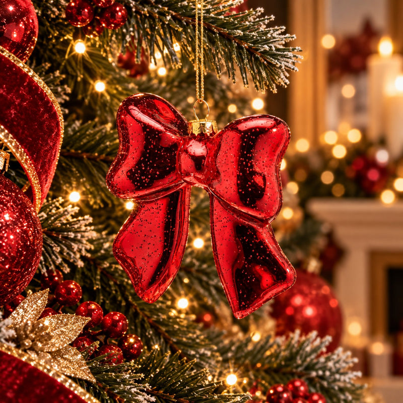 EDG Enzo De Gasperi Rote Schmuckschleife H9,5 cm – Weihnachtsbaumschmuck