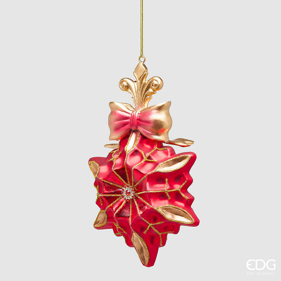 EDG Enzo De Gasperi Weihnachtsbaumanhänger Weihnachtsstern H17,5 Ø12 cm Rot Gold – Christbaum-Dekoration