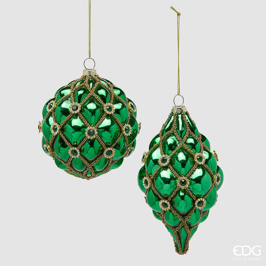 EDG Enzo De Gasperi Pallina di Natale Capitonné Green Ø10 cm – 1 Pezzo Assortito