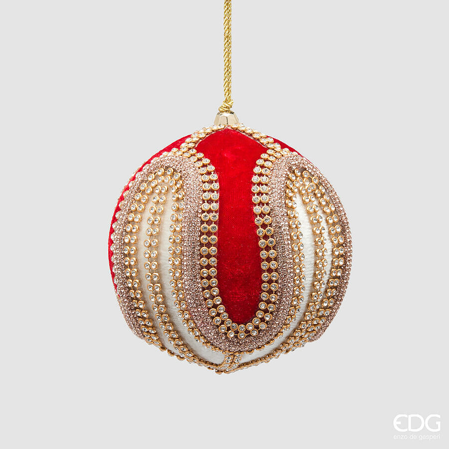 EDG Enzo De Gasperi Palla di Natale Bianco Rosso Ø10 cm – Addobbo Natalizio