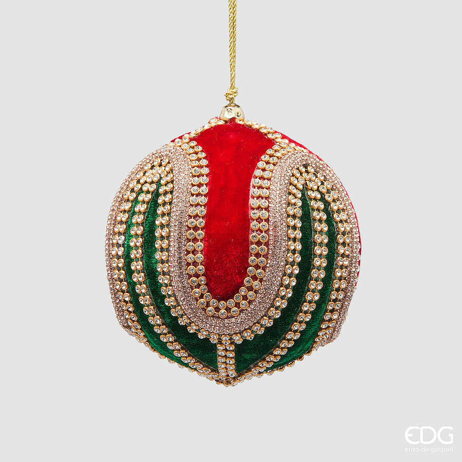 EDG Enzo De Gasperi Palla di Natale Meraviglia Green Red Ø10 cm – Addobbo Natalizio