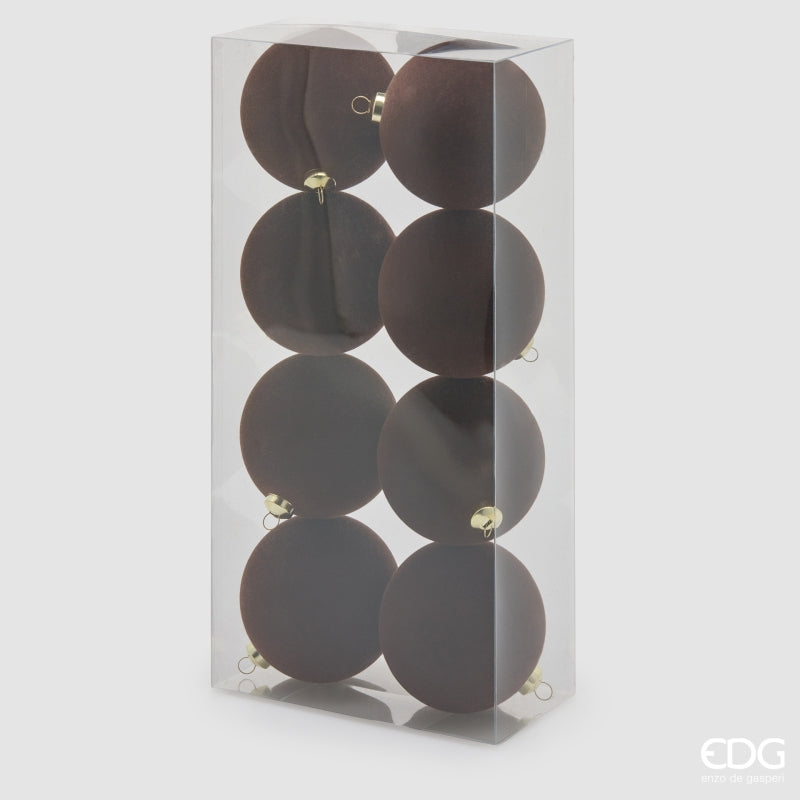 EDG Enzo De Gasperi Weihnachtskugeln aus Samt Dark Brown Ø8 cm – Set 8 Stk.