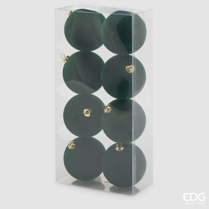 EDG Enzo De Gasperi Weihnachtskugeln aus Samt Dark Green Ø8 cm – Set 8 Stk.