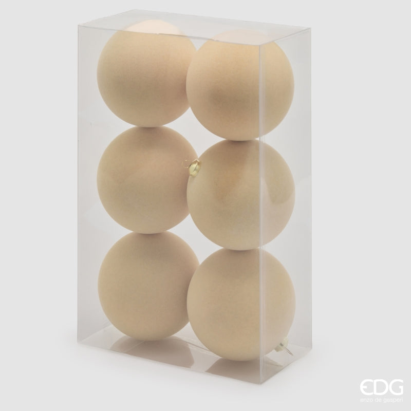 EDG Enzo De Gasperi Weihnachtskugeln aus Samt Cream Ø10 cm – Set 6 Stk.