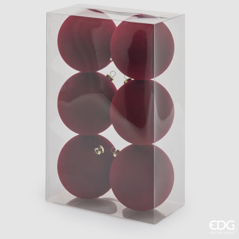 EDG Enzo De Gasperi Weihnachtskugeln aus Samt Burgund Ø10 cm – Set 6 Stk.