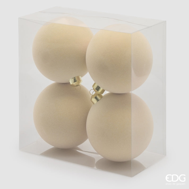 EDG Enzo De Gasperi Weihnachtskugeln aus Samt Creme Ø12 cm – Set 4 Stk.