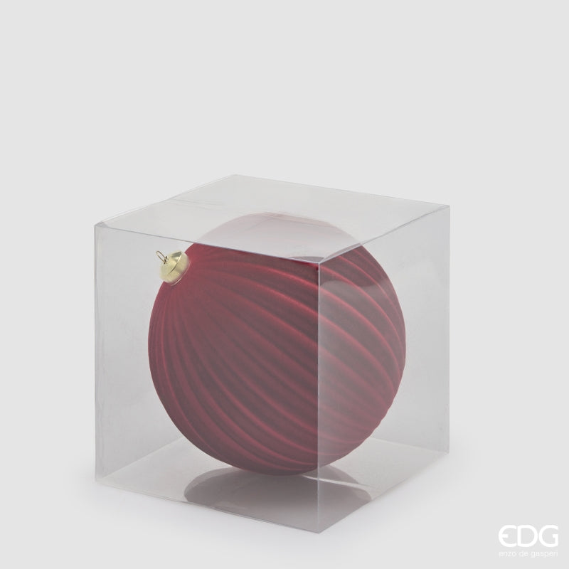 EDG Enzo De Gasperi Weihnachtskugel aus Samt mit Streifen Burgundy Ø17,5 cm – Weihnachtsdeko