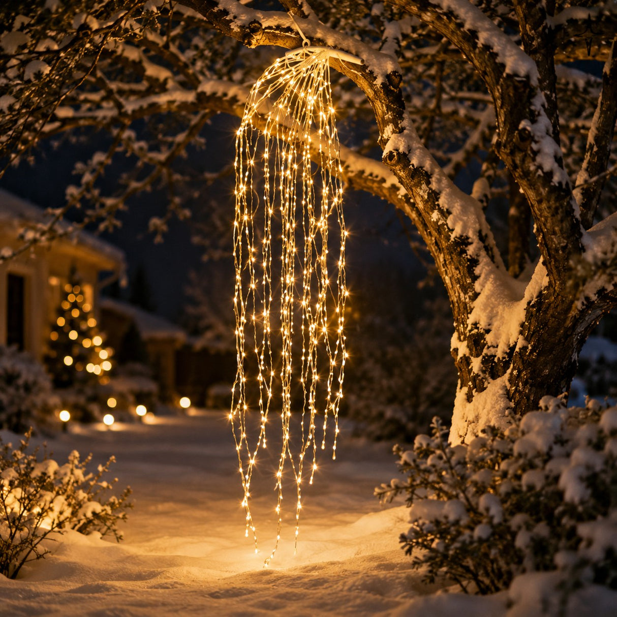 EDG Enzo De Gasperi Weihnachtskaskade mit LED 40 Drähte 1.120 Lichter L 240 cm Kabel 10 m Elfenbein