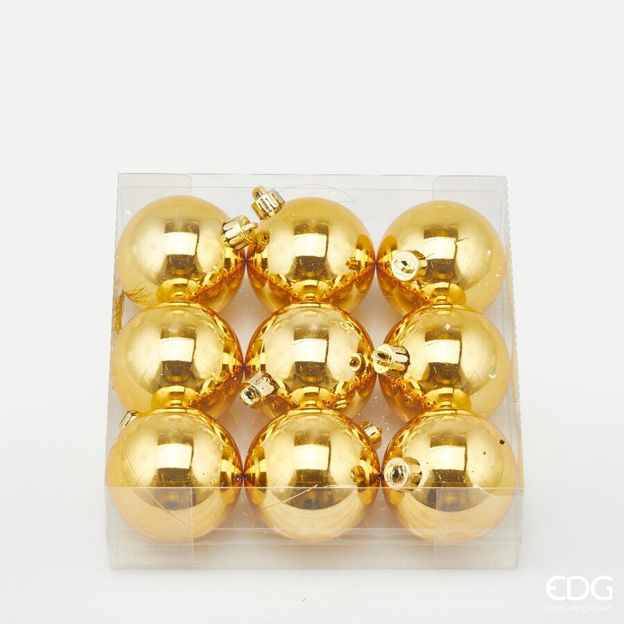 EDG Enzo De Gasperi Glänzende Weihnachtskugeln Gold – Set 9 Stk.