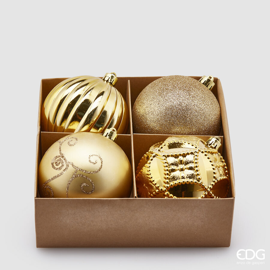 EDG Enzo De Gasperi Weihnachtskugel Poly Mix D 10 Cm Cf 4 Stk Light Gold