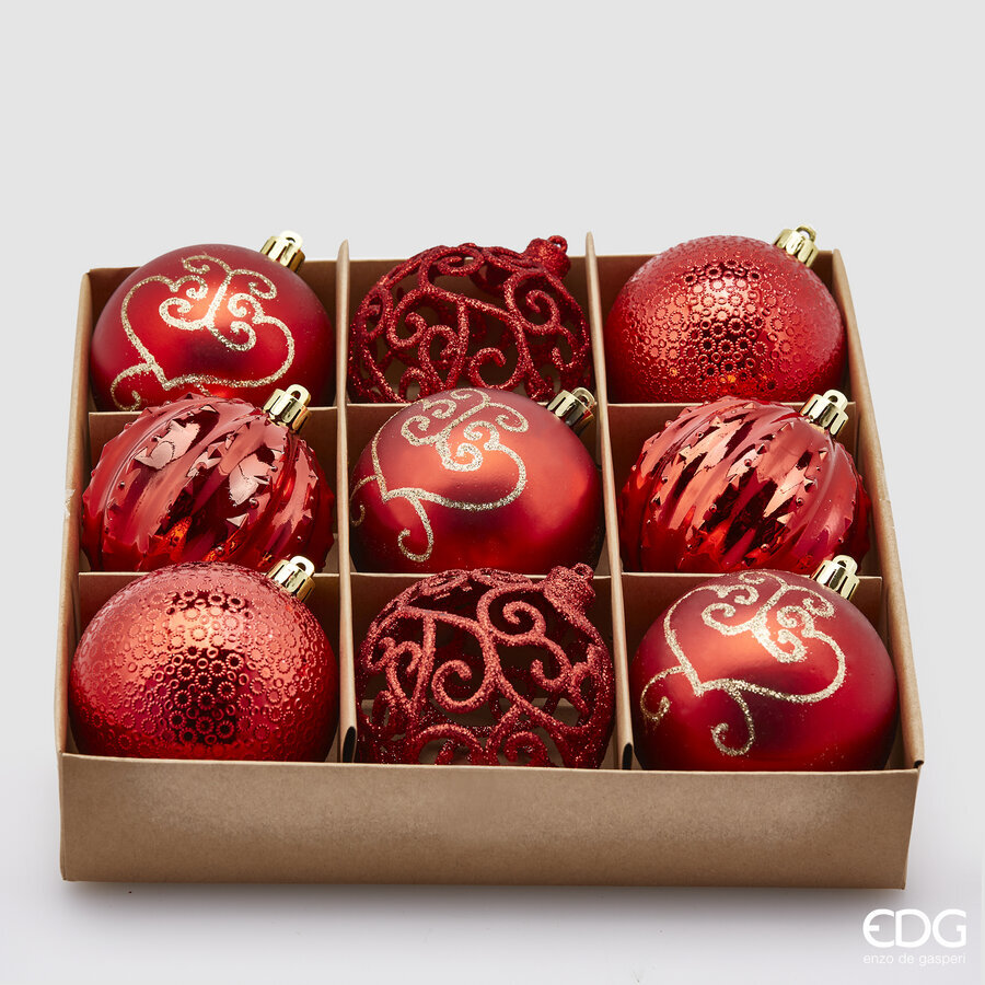 EDG Enzo De Gasperi Weihnachtskugel Poly Mix D 8 Cm Cf 9 Stk Rot