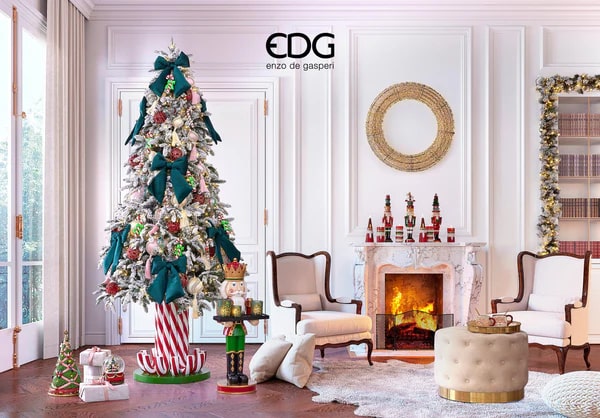 EDG Enzo De Gasperi Albero di Natale Pino Merano Innevato H 180 Cm D 117 Cm con 550 Led Bianco Verde