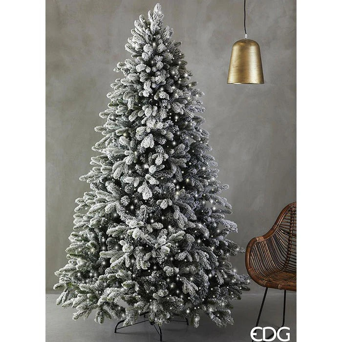 EDG Enzo De Gasperi Albero di Natale Pino Merano Innevato H 240 Cm D 148 Cm con 950 Led Bianco Verde