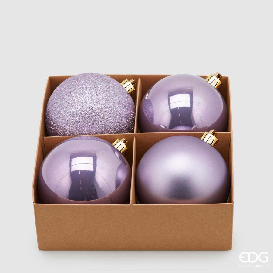 Edg Enzo De Gasperi Palle di Natale Lavanda Ø10 cm – Set 4 Pezzi