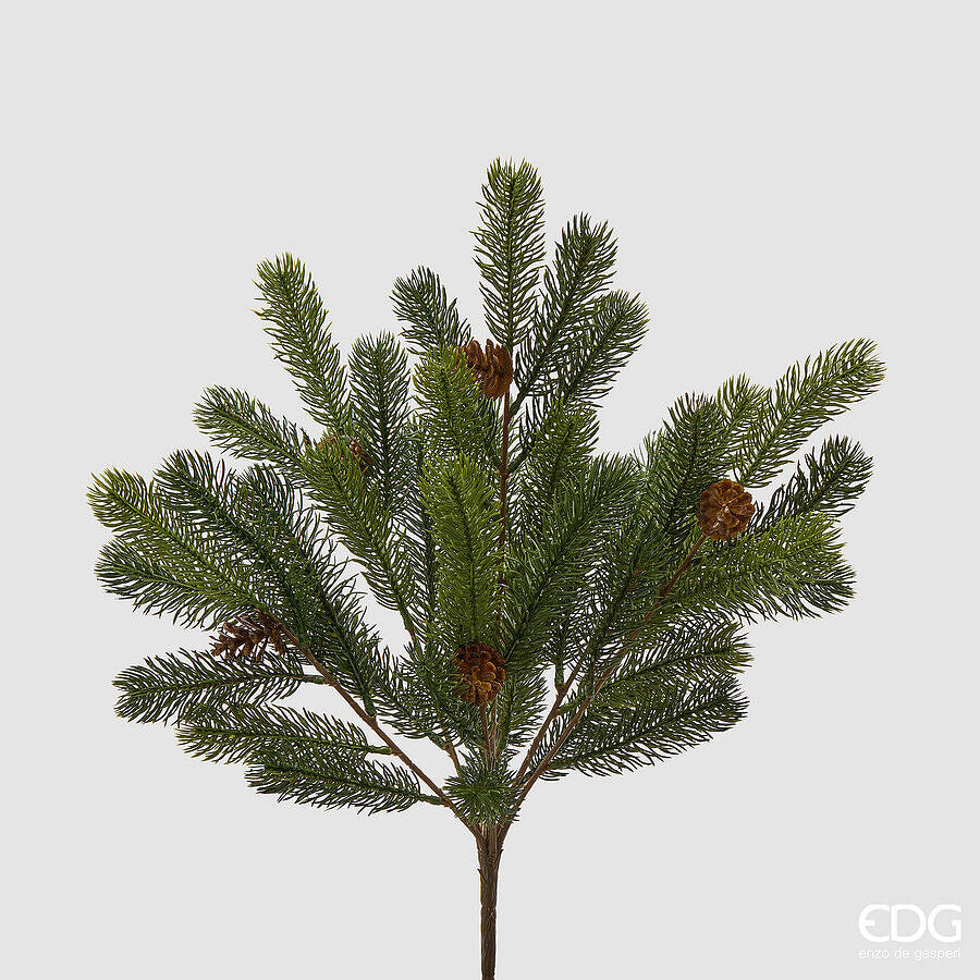 EDG Enzo De Gasperi Künstlicher Kieferbusch mit Tannenzapfen Green H47 cm – Weihnachtsdekoration
