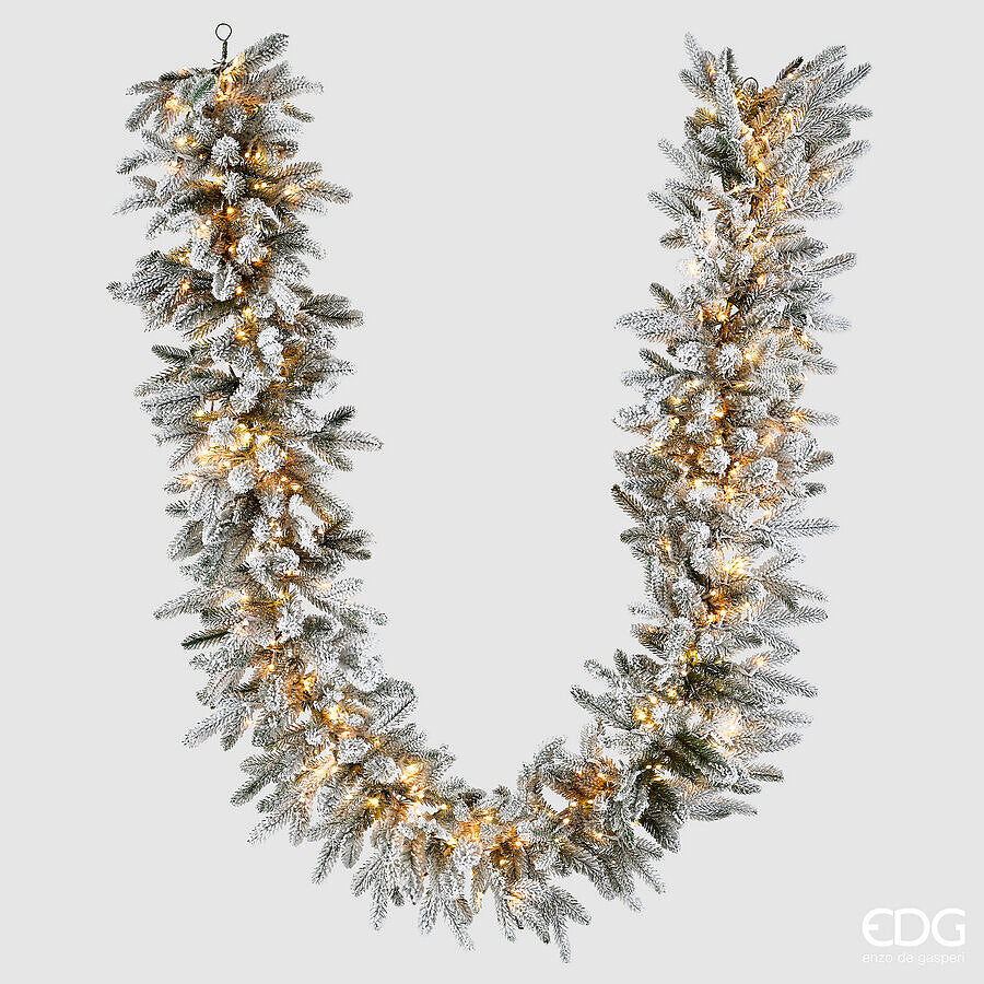 EDG Enzo De Gasperi Festone Pino Cortina Innevato 400 LED L270 cm – Festone Natalizio Luminoso