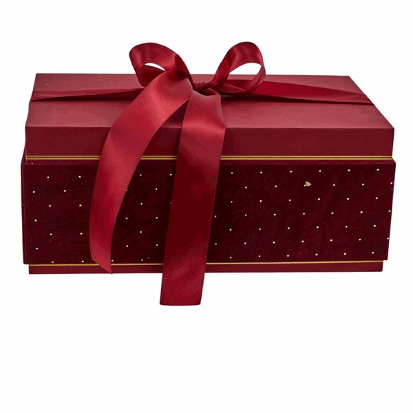 L'Arcolaio Scatola Natalizia Rettangolare in Velluto Grande Velvet Red 33,6x20,7x14,1 cm
