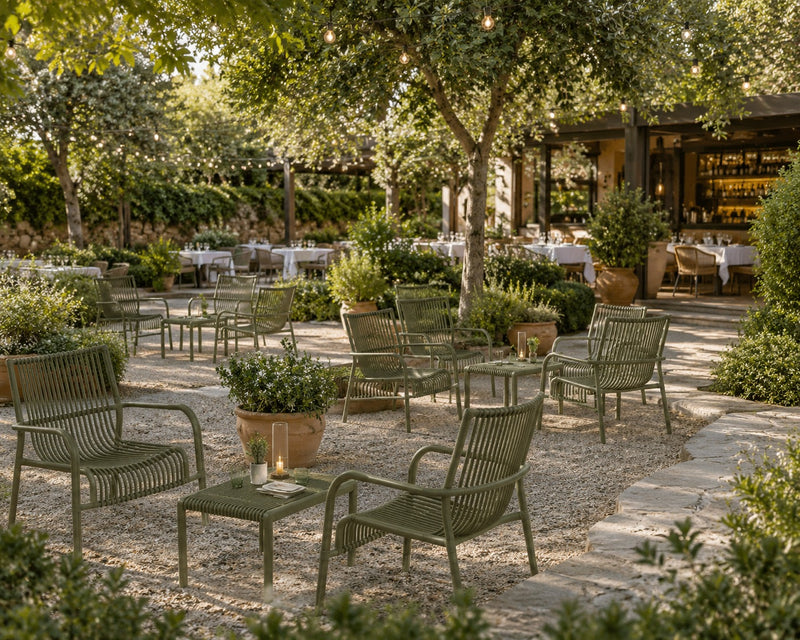 L'Arcolaio Gartensatz Ponza Grün: 2 Sessel und Beistelltisch UV-stabilisiert