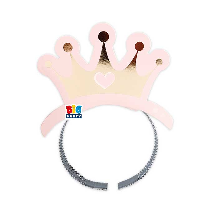 big party big party frontini in carta princess crown cf 4 pz rosa oro ean 8020834752694