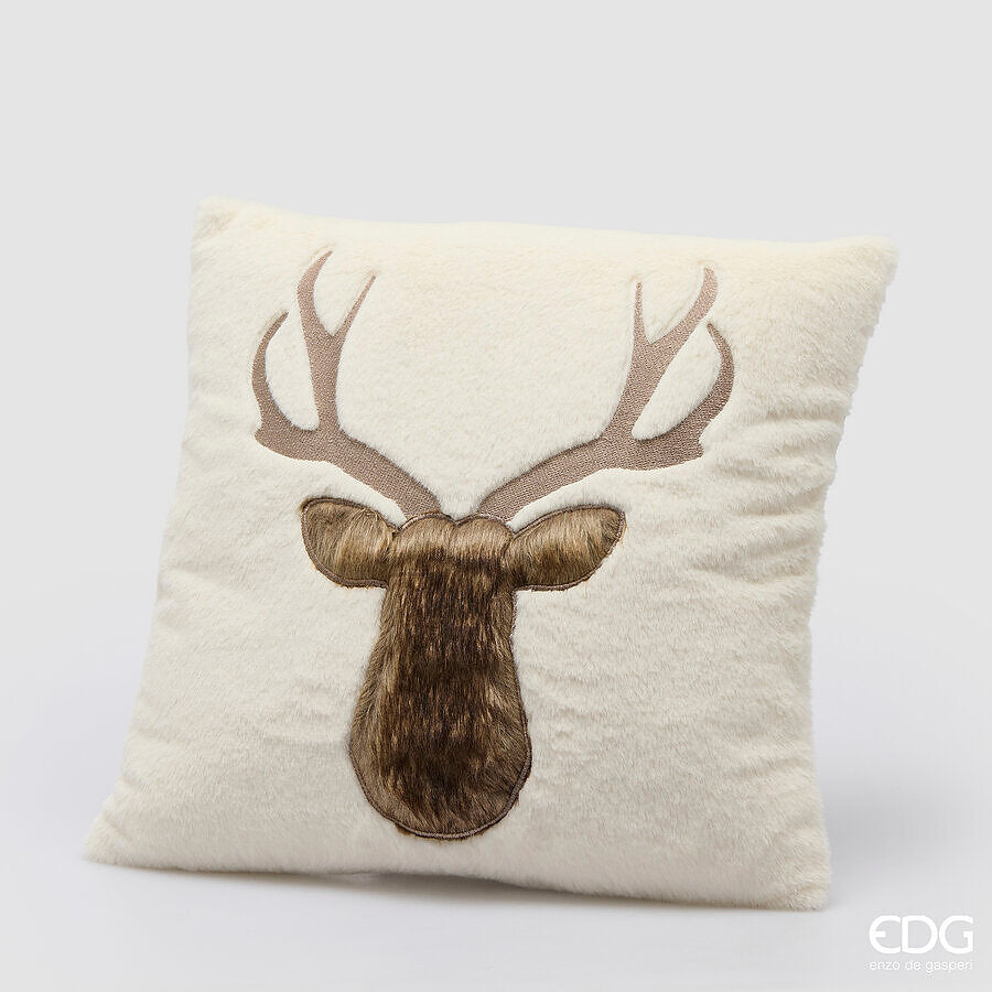 EDG Enzo De Gasperi Cuscino Renna Natalizio White Brown 45x45 cm – Decorazione di Natale