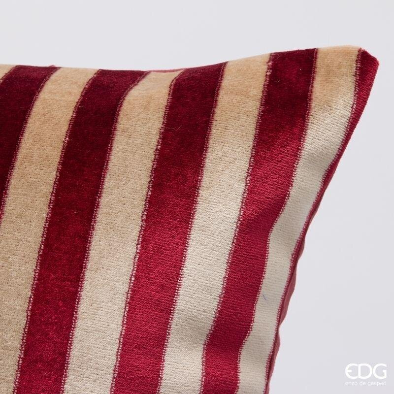 EDG Enzo De Gasperi Cuscino Natalizio a Righe 45x45 cm Bordeaux – Cuscino Decorativo di Natale