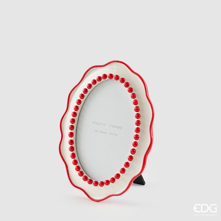 EDG Enzo De Gasperi Portafoto Mille Perle White Red 18x2,5xH23 cm – Decorazione di Natale