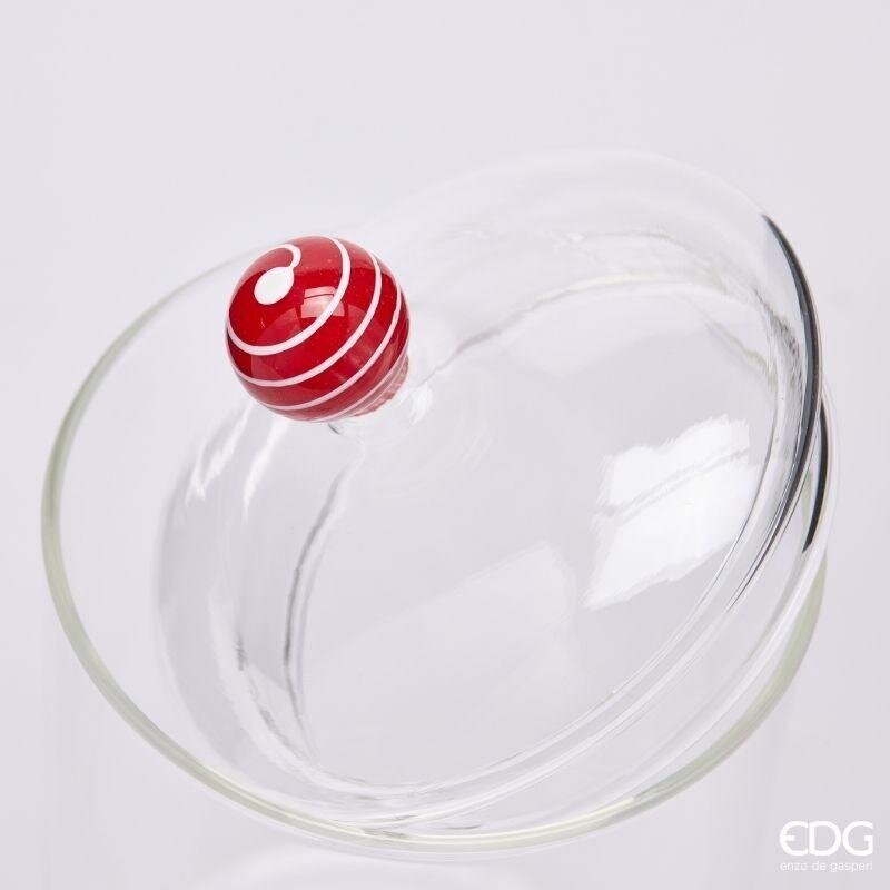 EDG Enzo De Gasperi Contenitore Natalizio Agrifoglio in Vetro H19,5 cm – Decorazione di Natale
