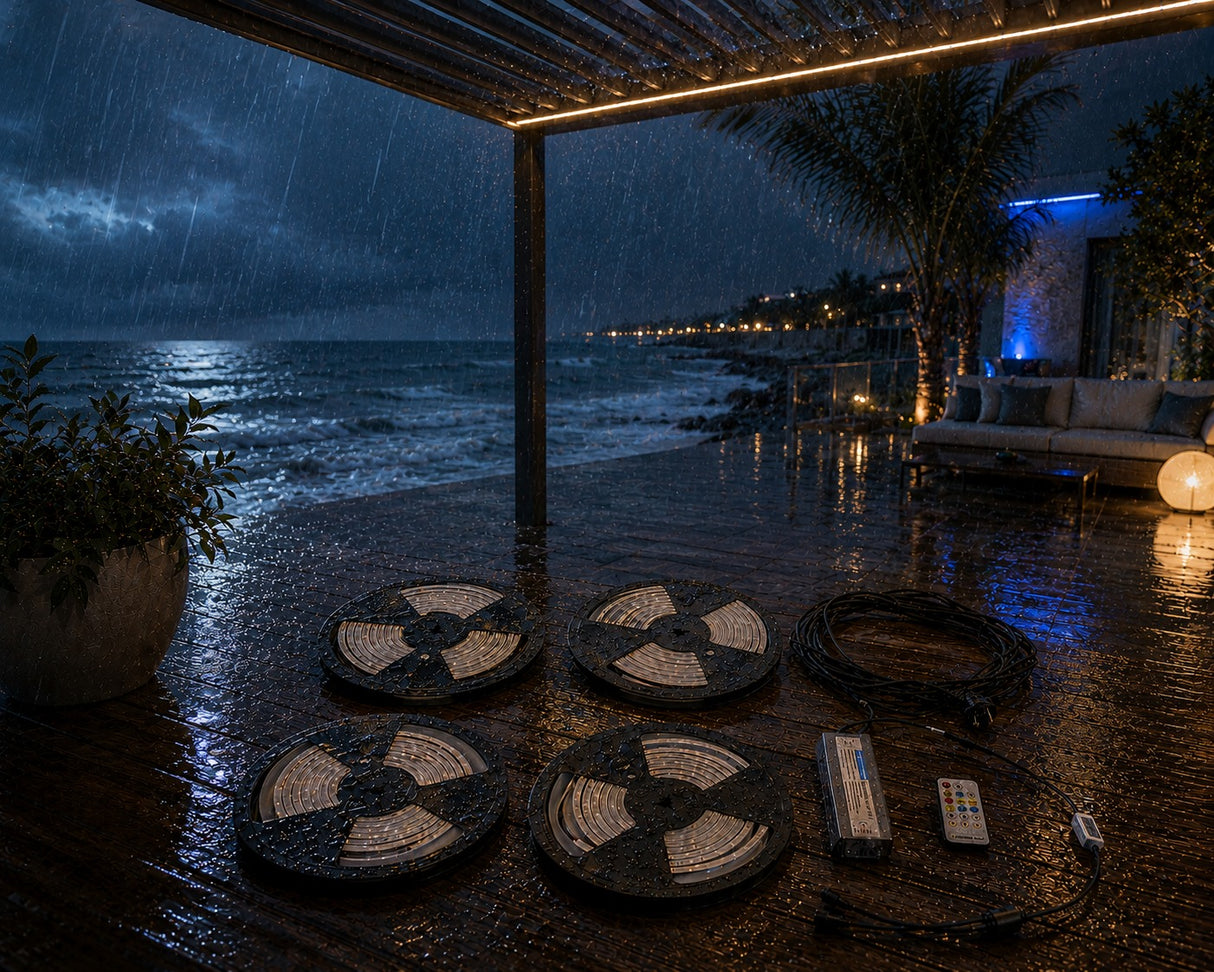 L'Arcolaio Luci LED in Silicone 8x8 mm per Pergola Bioclimatica Dimmer 4x4 m