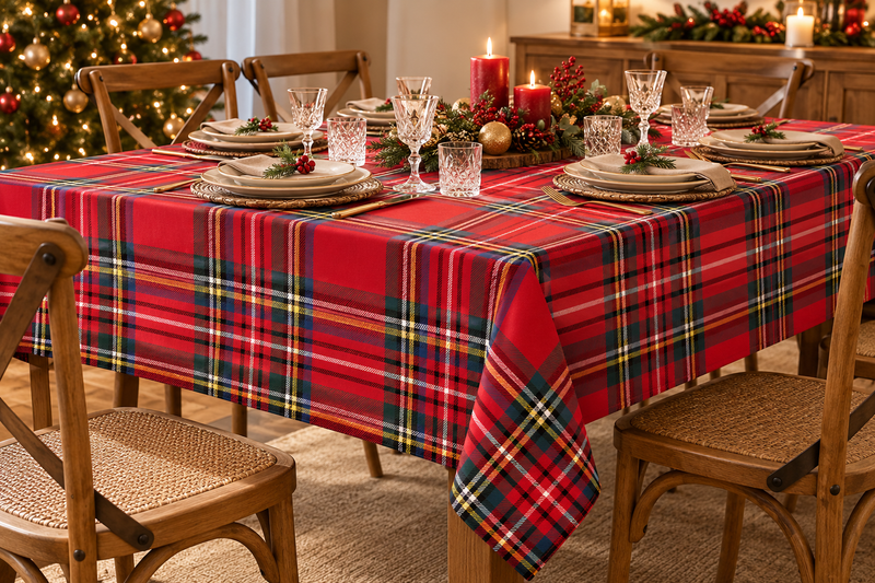 Androni Giocattoli Tischdecke für 12 Personen Tartan-Muster – Rechteckige karierte Tischdecke, sortiert, 1 Stk.