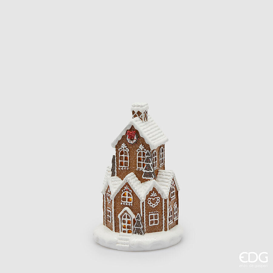 EDG Enzo De Gasperi Weihnachtsdeko Lebkuchenhaus H 23 cm B 14 cm T 14 cm Led Haselnussbraun