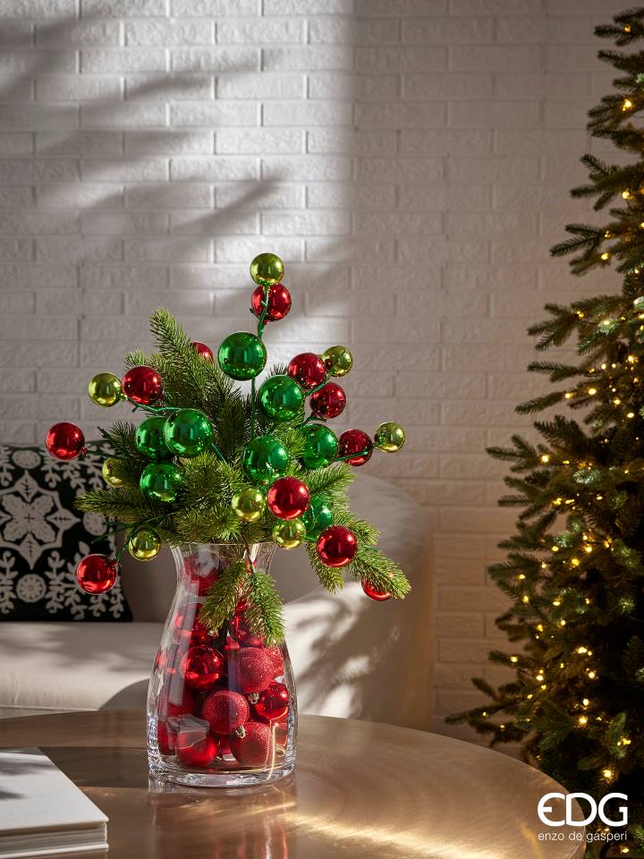 EDG Enzo De Gasperi Weihnachtsdekoration PalleMix Ast X 12 H 53 cm Grün Rot