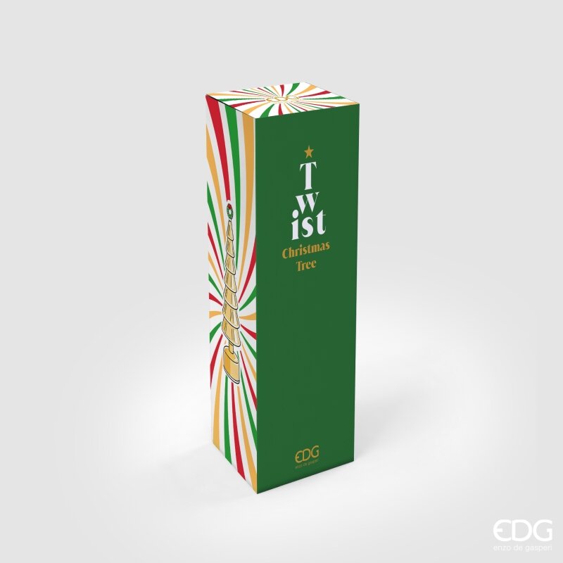 EDG Enzo De Gasperi Pino Twist Gold mit MicroLED und Bewegung H42 Ø11 cm – Weihnachtsdeko
